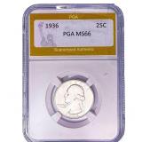 1936 Washington Silver Quarter PGA MS66