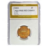 1865 Two Cent Piece PGA PR66 Red Cameo