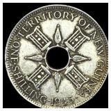 1945 New Guinea Silver 1 Shilling UNCIRCULATED