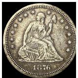 1876-CC Silver Quarter Dollar NEARLY UNCIRCULATED