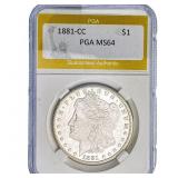 1881-CC Morgan Silver Dollar PGA MS64