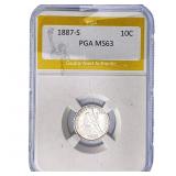 1887-S Seated Liberty Dime PGA MS63