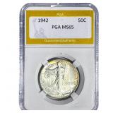 1942 Walking Liberty Half Dollar PGA MS65