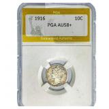 1916 Mercury Silver Dime PGA AU58+