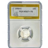1950-S Roosevelt Dime PGA MS67+ FB