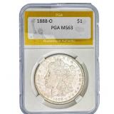 1888-O Morgan Silver Dollar PGA MS63