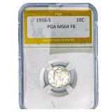 1916-S Mercury Silver Dime PGA MS64 FB