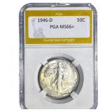 1946-D Walking Liberty Half Dollar PGA MS66+