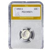 1955-S Roosevelt Dime PGA MS67+