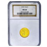 1915 $2.50 Gold Quarter Eagle NGC MS64