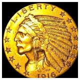 1916 Indian Head Half Eagle $5 Gold Coin NEARLY UN
