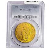 1870 $20 Gold Double Eagle PCGS AU55