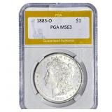 1883-O Morgan Silver Dollar PGA MS63