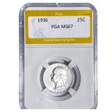 1936 Washington Silver Quarter PGA MS67