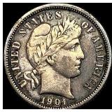 1901-O Silver Barber Dime NEARLY UNCIRCULATED