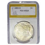 1883-O Morgan Silver Dollar PGA MS64
