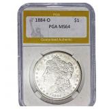 1884-O Morgan Silver Dollar PGA MS64