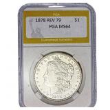 1878 REV 79 Morgan Silver Dollar PGA MS64