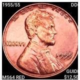 1955/55 DDO Wheat Cent CHOICE BU RD