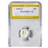 1939-D Mercury Silver Dime PGA MS66+ FB
