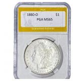 1880-O Morgan Silver Dollar PGA MS65