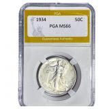 1934 Walking Liberty Half Dollar PGA MS66