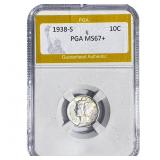 1938-S Mercury Silver Dime PGA MS67+