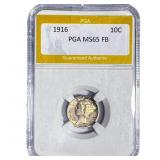 1916 Mercury Silver Dime PGA MS65 FB