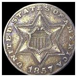 1857 Silver Three-Cent Piece CLOSELY UNCIRCULATED