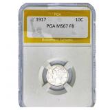1917 Mercury Silver Dime PGA MS67 FB