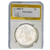 1883-O Morgan Silver Dollar PGA MS62