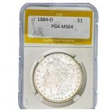 1884-O Morgan Silver Dollar PGA MS64