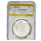 1885-CC Morgan Silver Dollar PGA MS63