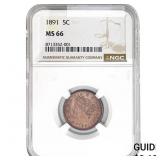 1891 Liberty Victory Nickel NGC MS66