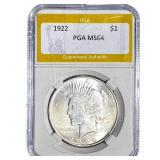 1922 Silver Peace Dollar PGA MS64