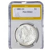 1881-CC Morgan Silver Dollar PGA MS63