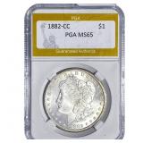 1882-CC Morgan Silver Dollar PGA MS65