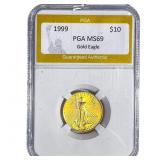 1999 1/4oz $10 Gold Eagle PGA MS69