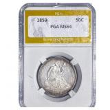 1859 Seated Liberty Half Dollar PGA MS64