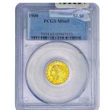 1908 $2.50 Gold Quarter Eagle PCGS MS65