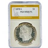 1878-S Morgan Silver Dollar PGA MS66 PL