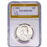 1963 Franklin Half Dollar PGA MS64 FBL