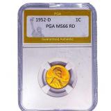 1952-D Wheat Cent PGA MS66 RD