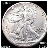 1916-S Walking Liberty Half Dollar CHOICE BU+