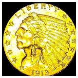1913 Indian Head Gold $2.5 Quarter Eagle UNCIRCULA