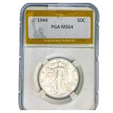 1944 Walking Liberty Half Dollar PGA MS64