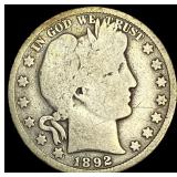 1892 Silver Barber Half Dollar NICELY  CIRCULATED