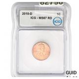 2010-D Lincoln Shield Penny ICG MS67 RD