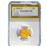 1952-D Wheat Cent PGA MS67 RD