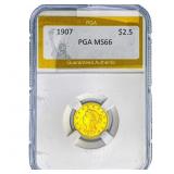 1907 $2.50 Gold Quarter Eagle PGA MS66